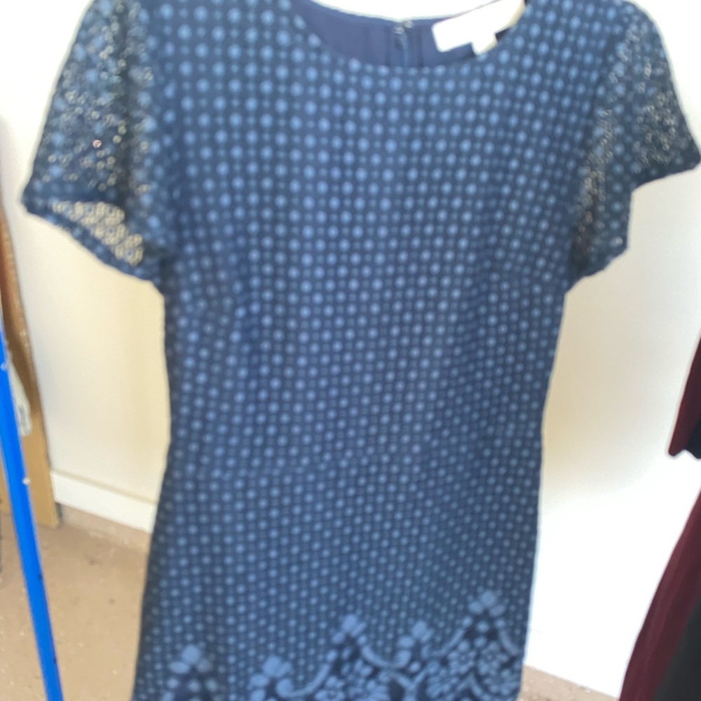 LOFT Blue Midi Sheath Dress with Cut Out Hem